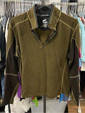Kuhl Kashmira 1/4 Zip  Mens Sz M Brown/Green Outdoor Long Sleeve Fleece Pullover